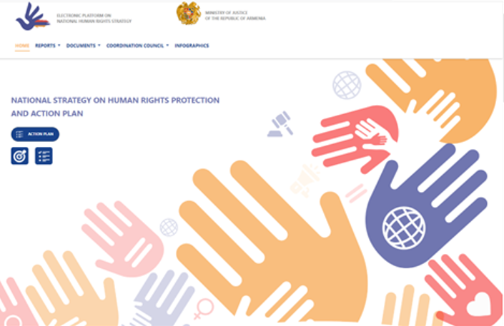 Website showing the Armenian National Strategy on Human Rights and Action Plan
