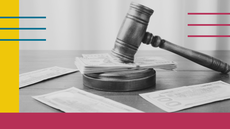 Court gavel on money