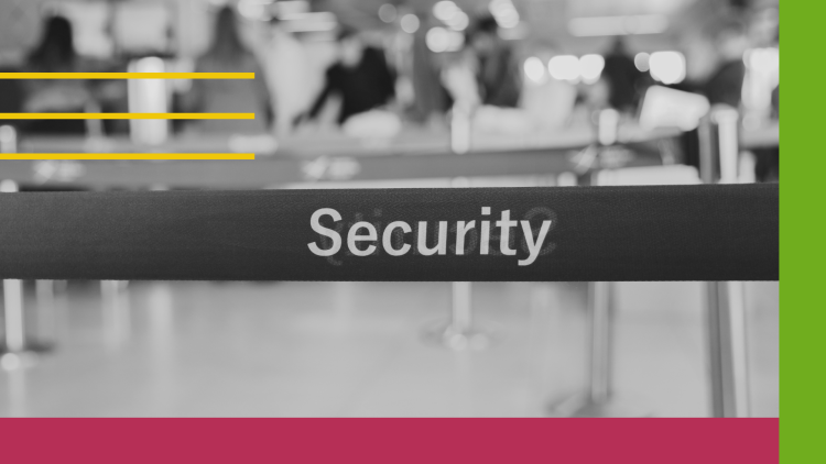 security line at airport, geometric shapes